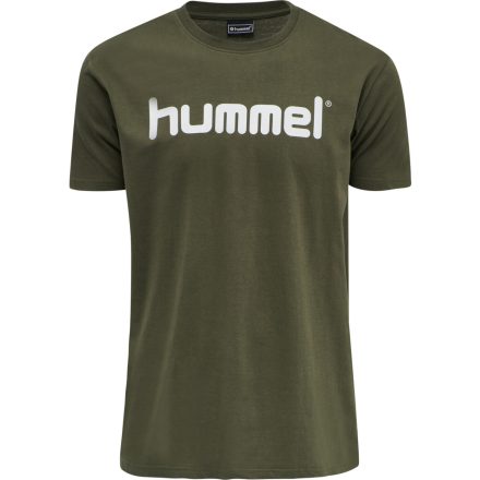 Hummel-Férfi póló-Humel Go Cotton Logo póló-khaki színű-M